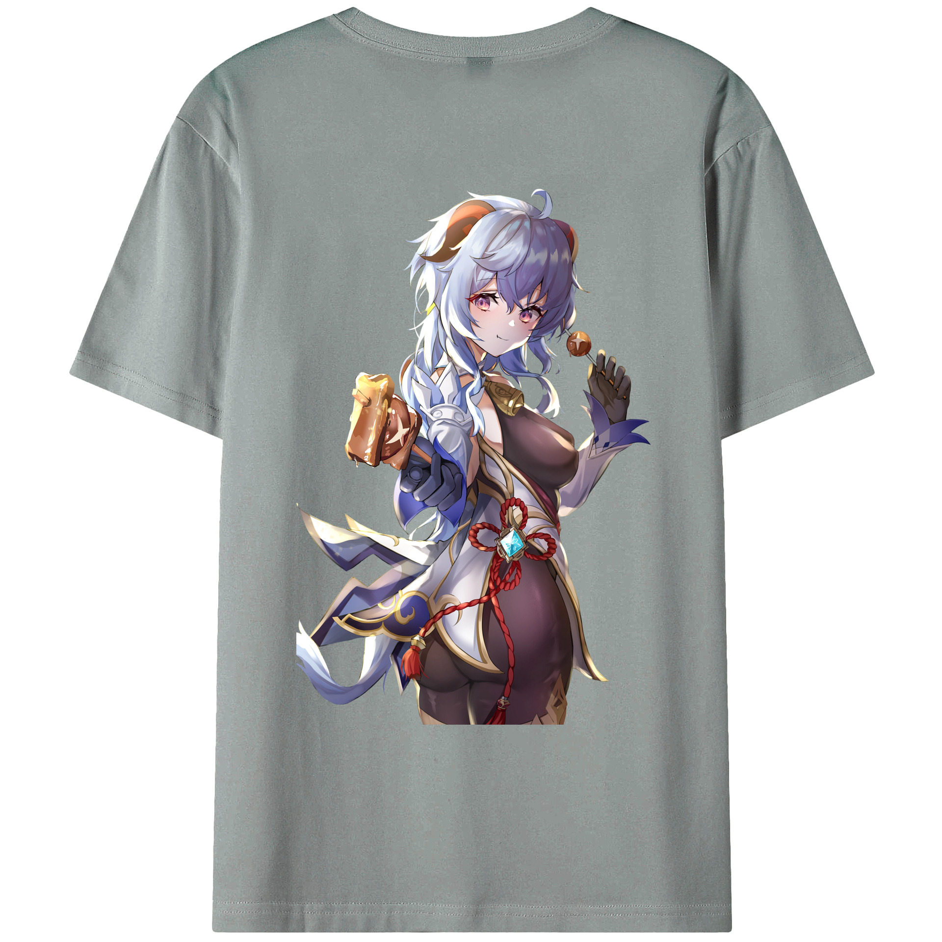 げんし神 甘雨 かんう genshin Ganyu 綿100％ メンズ半袖Tシャツ（バックプリント） 通気性